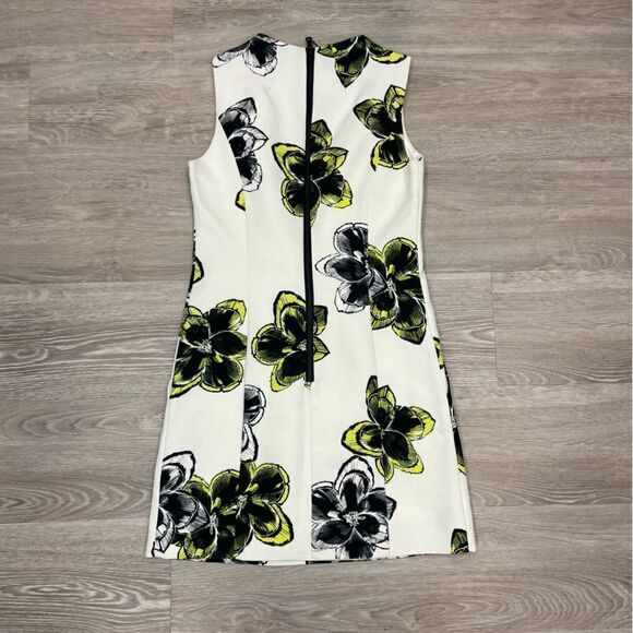 MILLY ASTRID White Mini Dress Green floral print Cocktail Vacation Summer Dress - Picture 3 of 7